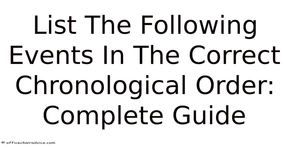 List The Following Events In The Correct Chronological Order: Complete ...